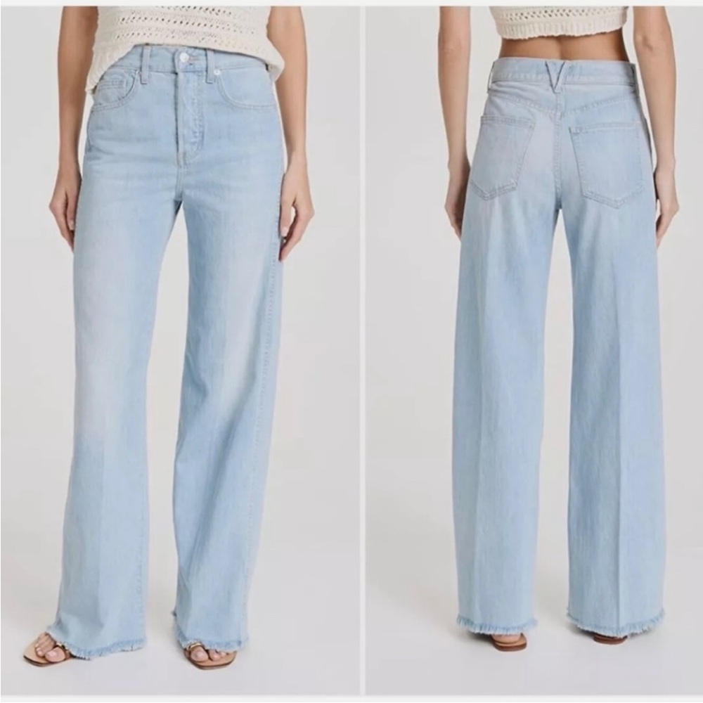 Veronica Beard Taylor High Rise Relaxed Wide Leg Jean In Aire Wash Light Wash